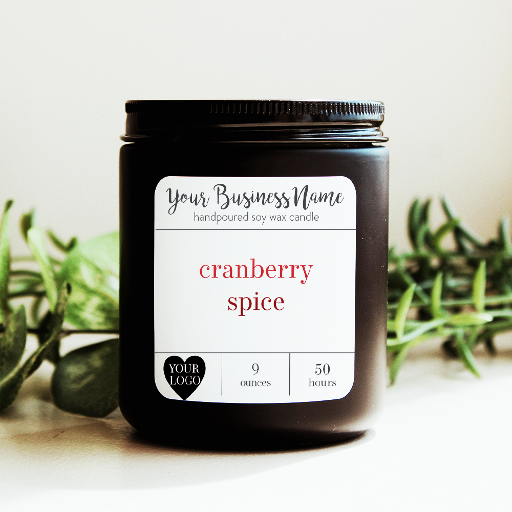 9 oz. Candles - Your Business Name + Small Logo Signature