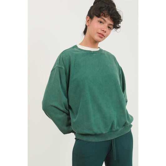 DZ24E438-Drop Shoulders Crew Neck Sweatshirt
