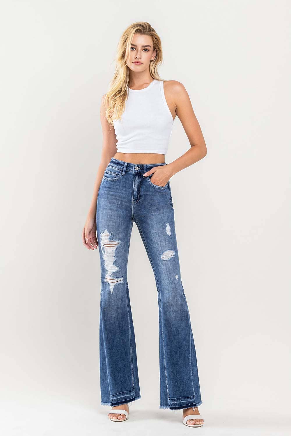 Flying Monkey HIGH RISE DISTRESSED FLARE JEANS