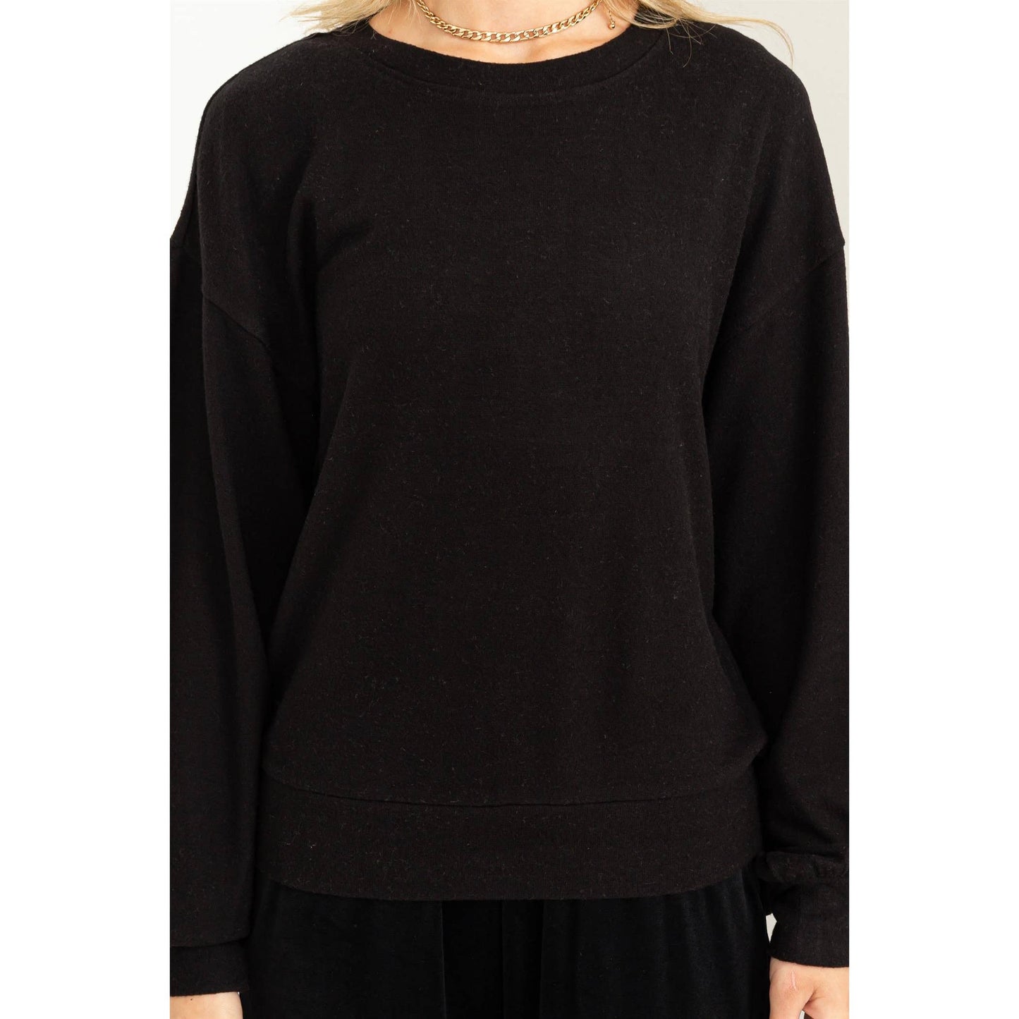 DZ23G158-Round Neck Balloon Sleeve Sweatshirt