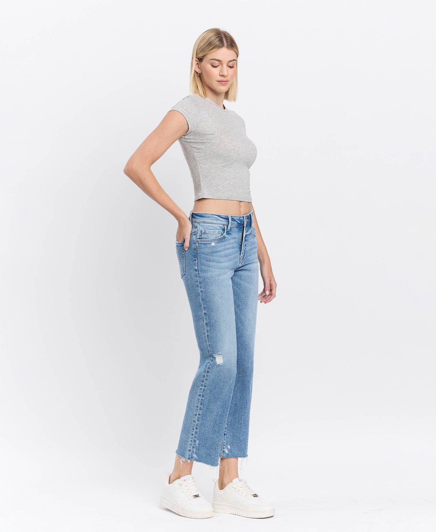 HIGH RISE ANKLE STRAIGHT JEANS F5866