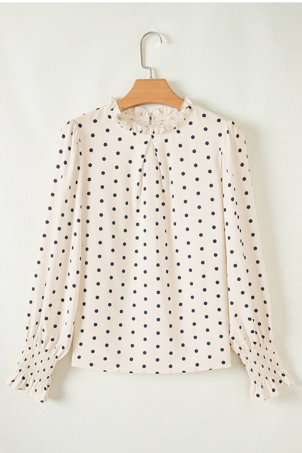 Polka Dot Lantern Sleeve Blouse