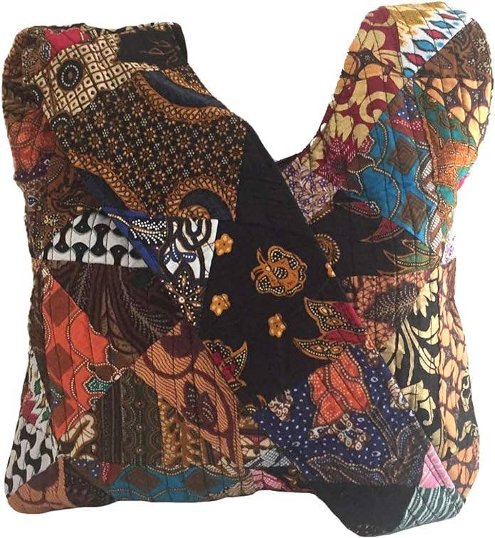 Cotton Quilted Patchwork Shoulder Tote Bag Boho Casual Style