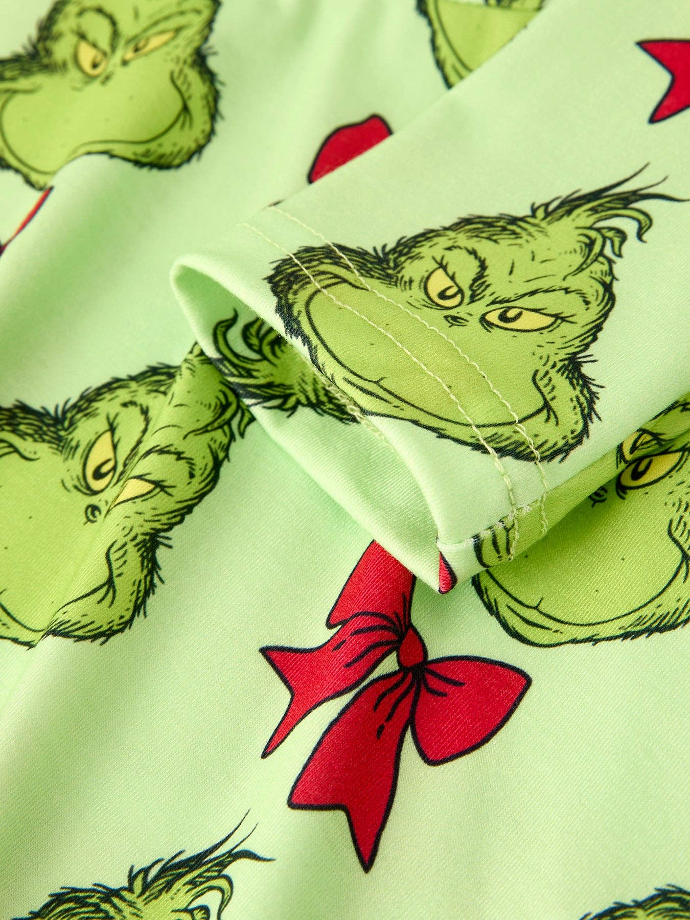 Winter Christmas Tree Bow Character Print  Green Girls Dress