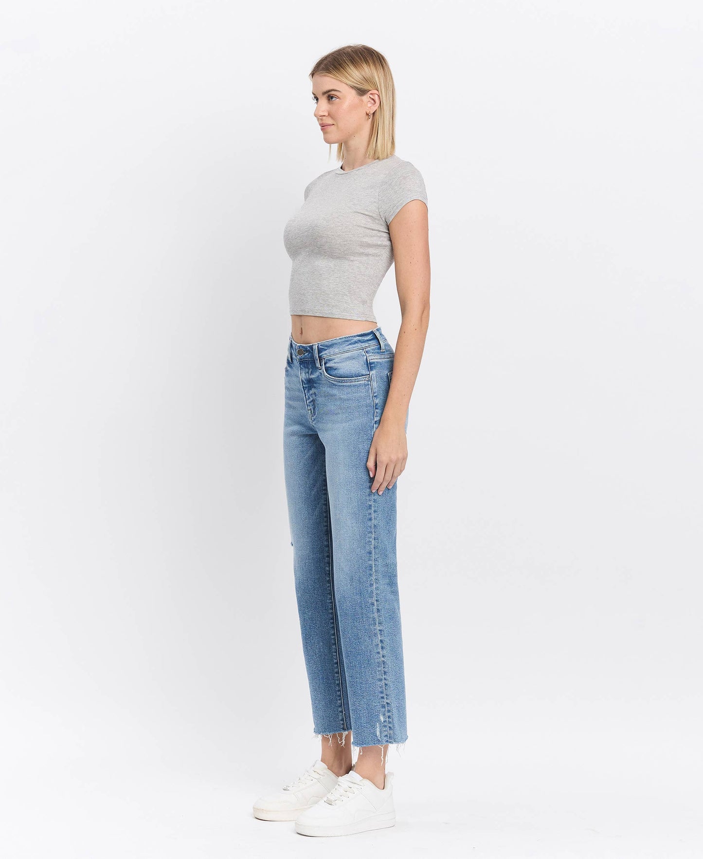 HIGH RISE ANKLE STRAIGHT JEANS F5866