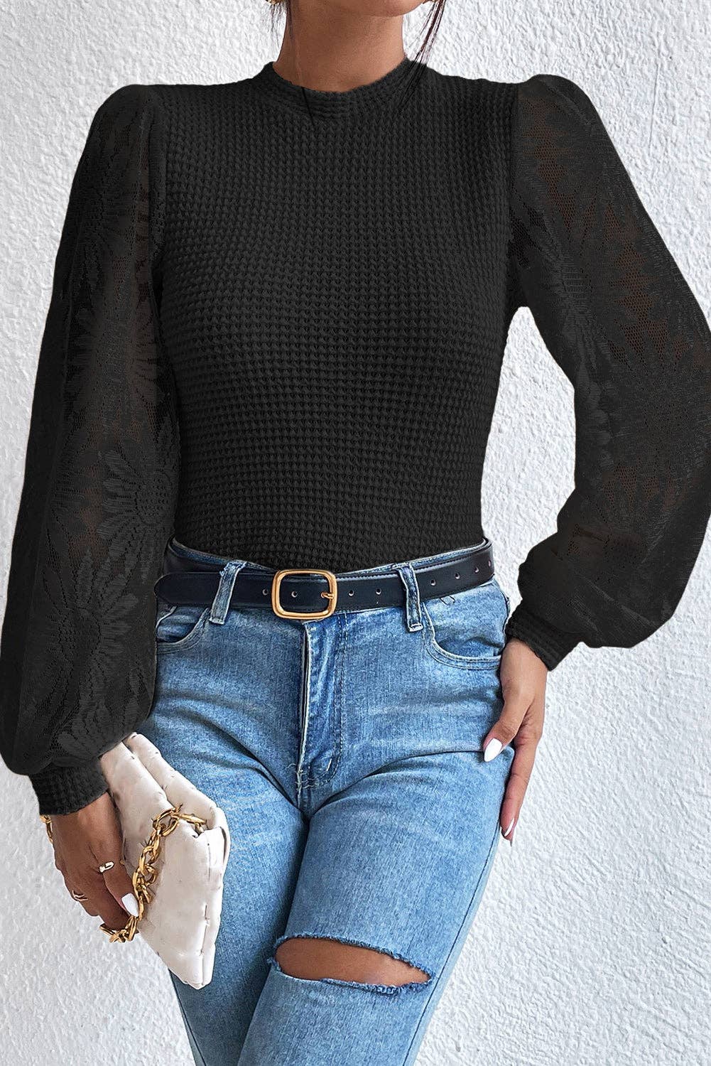 Sunflower Mesh Knit Top