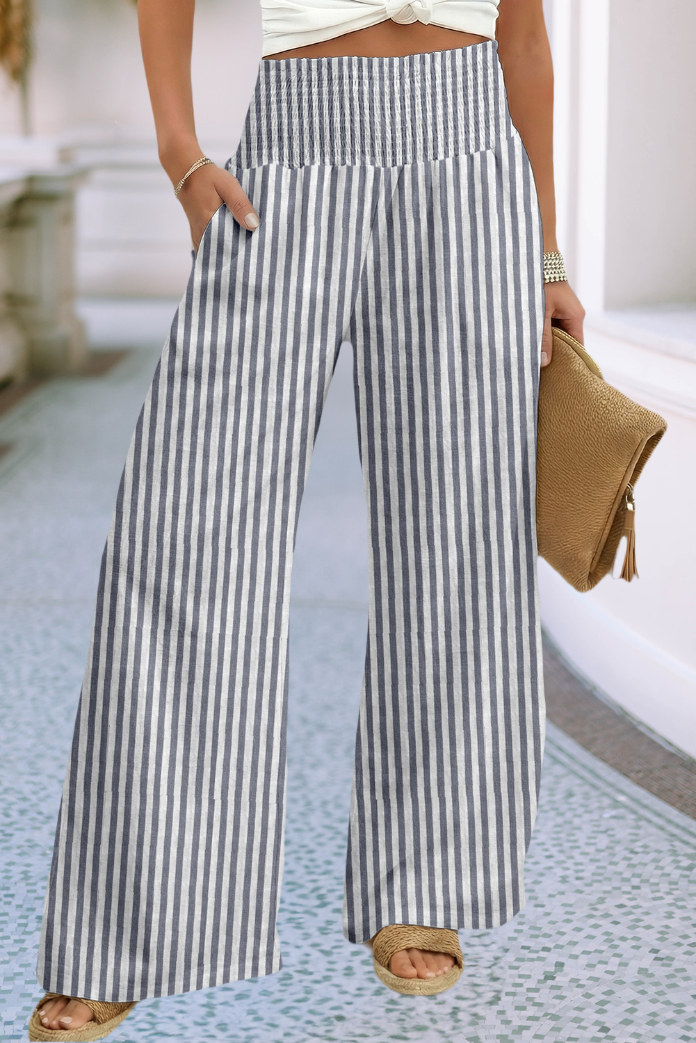LDC Colorblock Stripe Wide Leg Pants