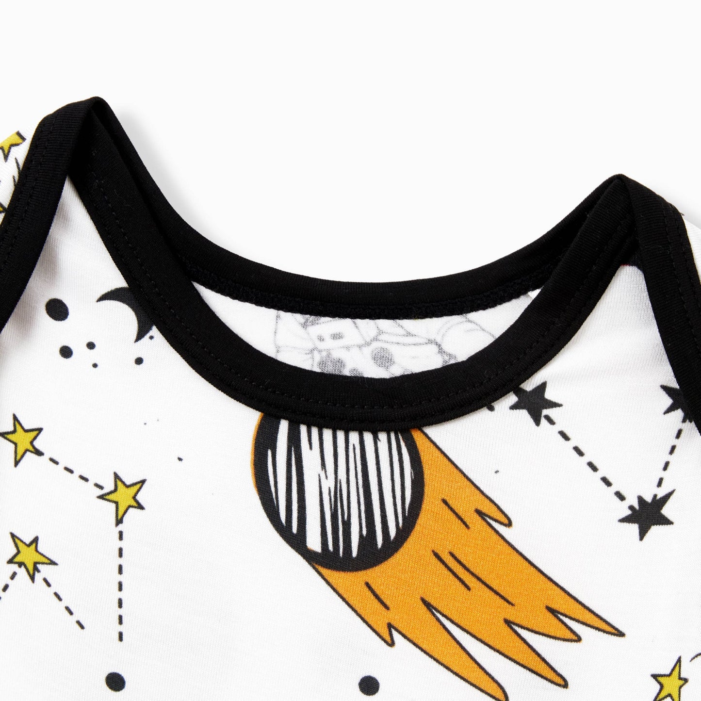 Space Theme Print Short-sleeve Matching Bamboo Pajama Set