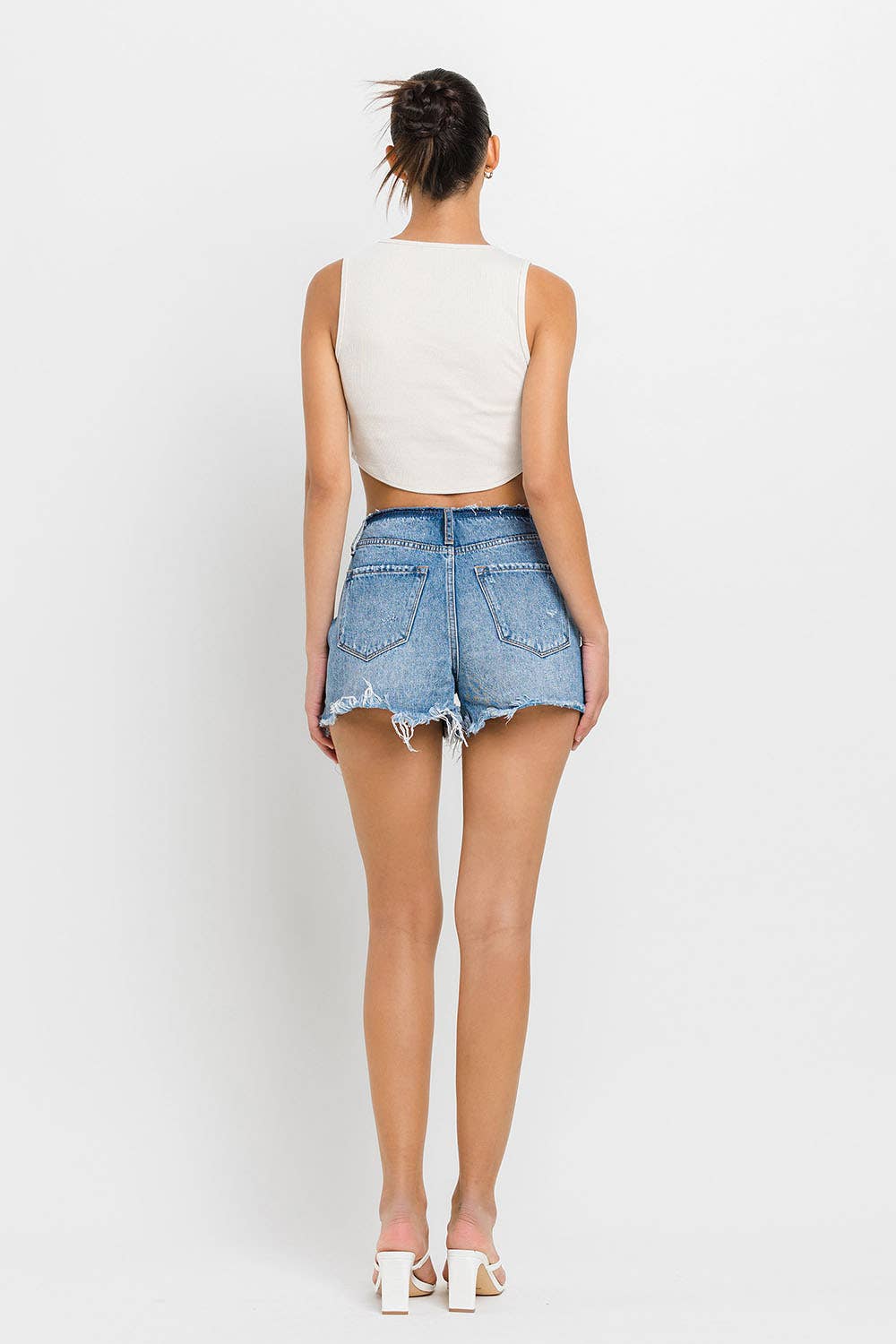 HIGH RISE BANDELSS DISTRESSED KanCan Shorts