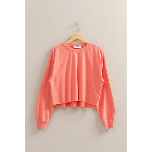 DZ25E112-Oversized Cropped Sweatshirt With Raw Hem