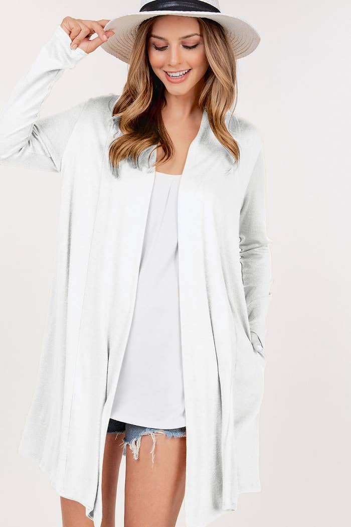 Faux Cashmere Cardigan - Open Front Detailing