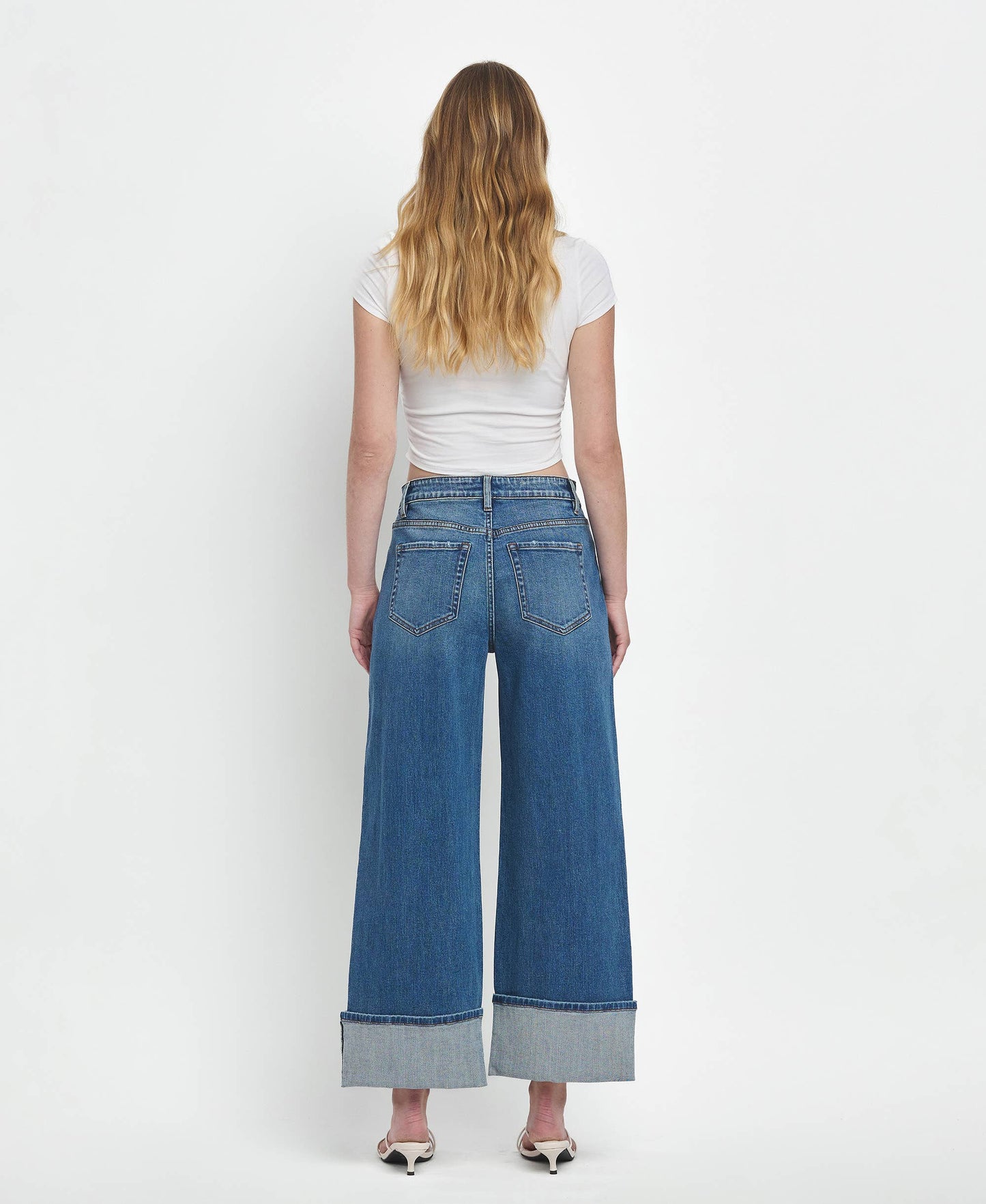 SUPER HIGH RISE CUFFED BAGGY WIDE JEANS F5856