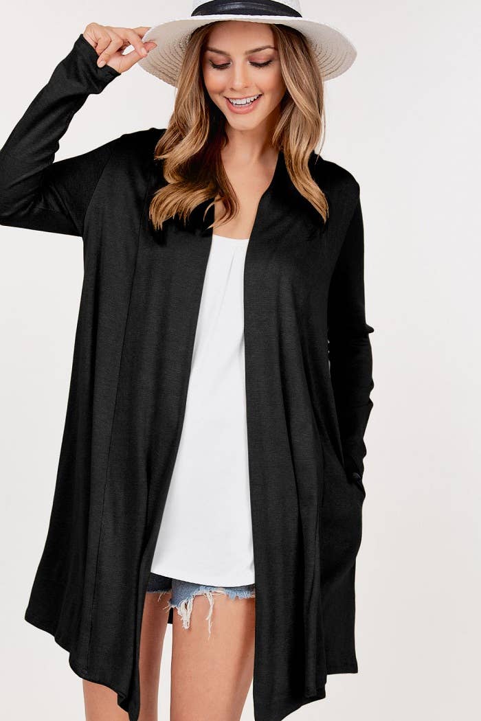 Faux Cashmere Cardigan - Open Front Detailing
