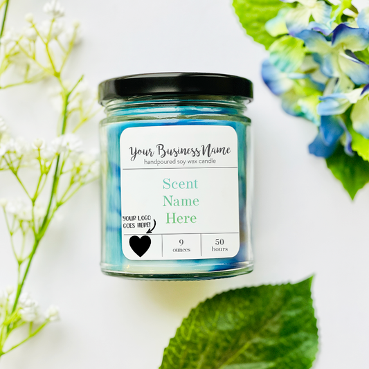 9 oz. Candles - Your Business Name + Small Logo Signature