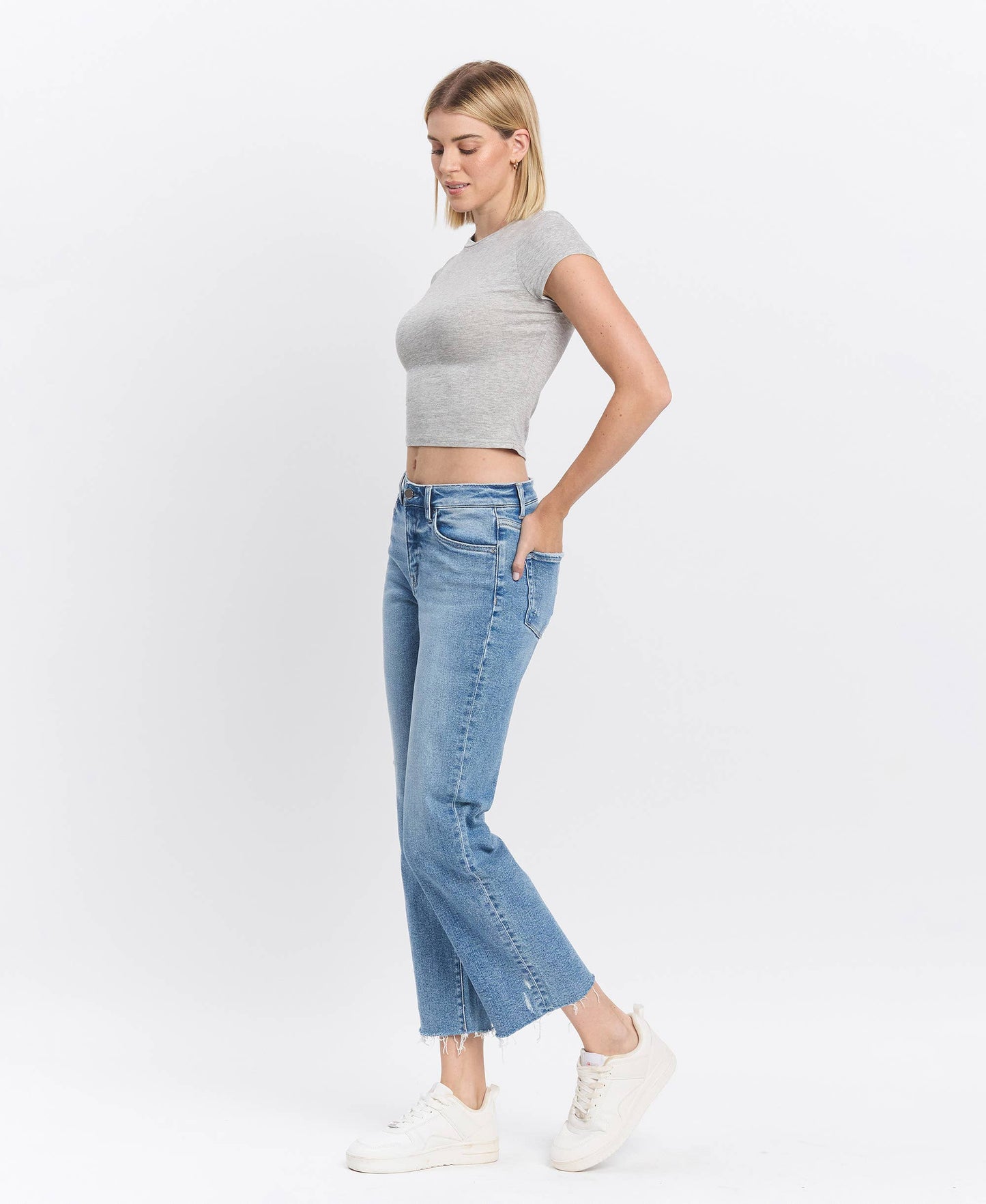 HIGH RISE ANKLE STRAIGHT JEANS F5866