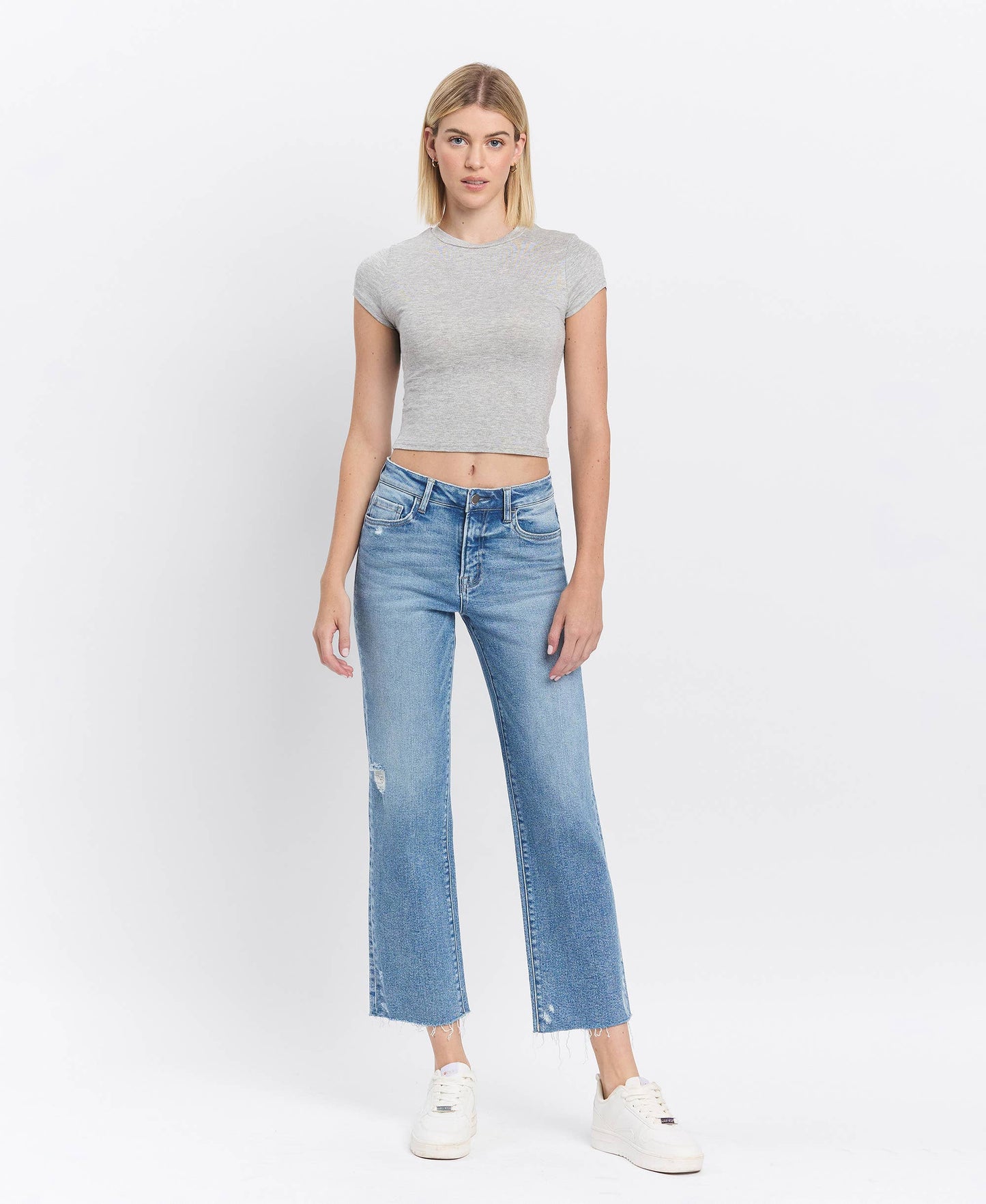 HIGH RISE ANKLE STRAIGHT JEANS F5866