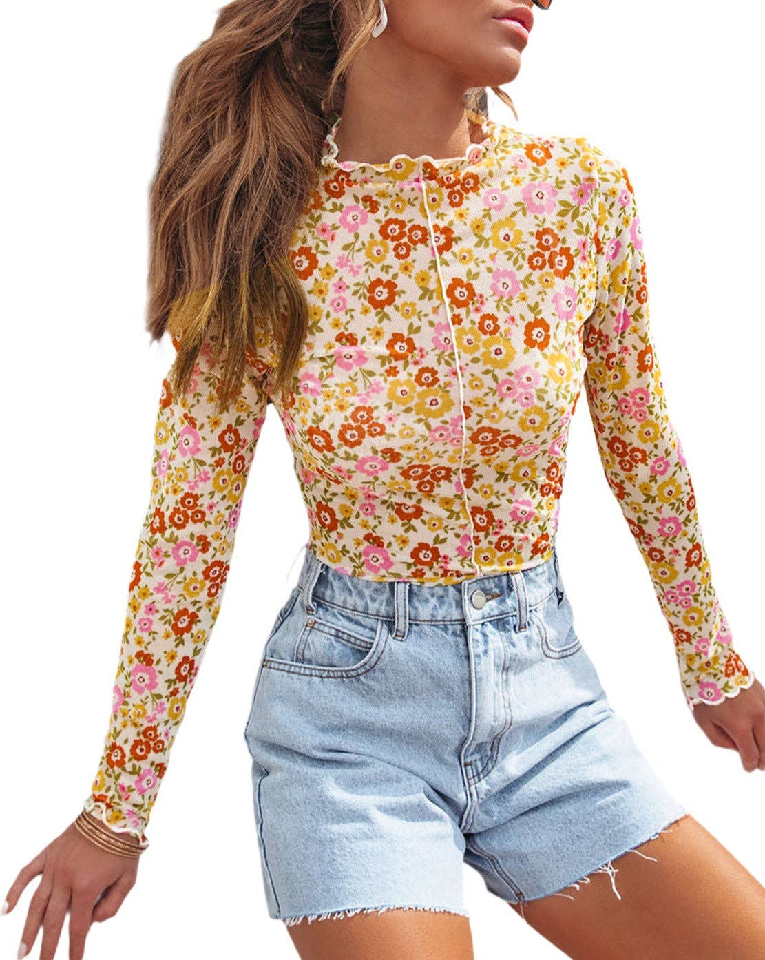 Floral Lettuce Hem Top