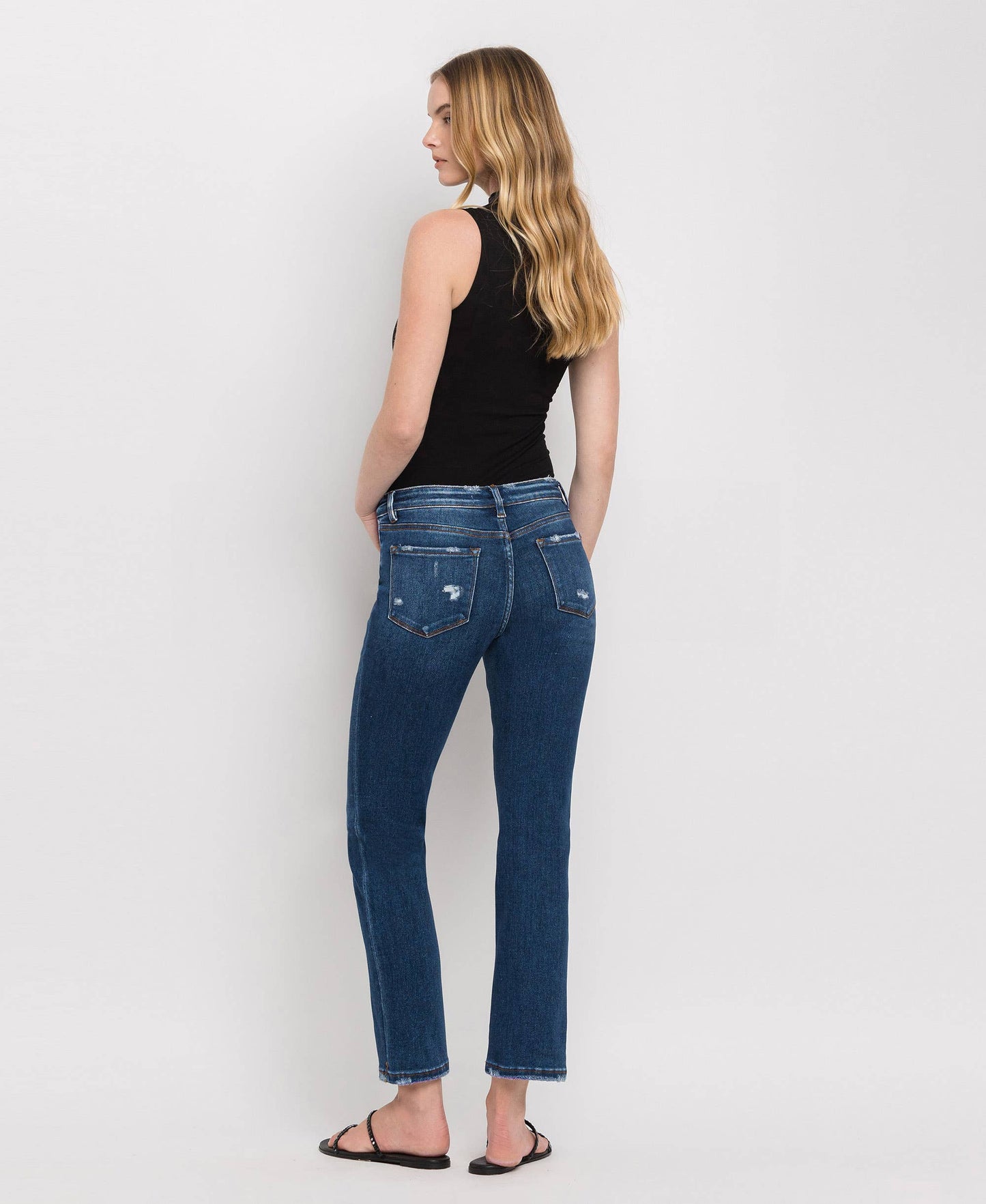 MID RISE ANKLE SLIM STRAIGHT JEANS F4999