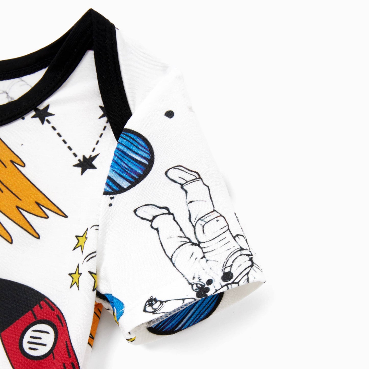 Space Theme Print Short-sleeve Matching Bamboo Pajama Set