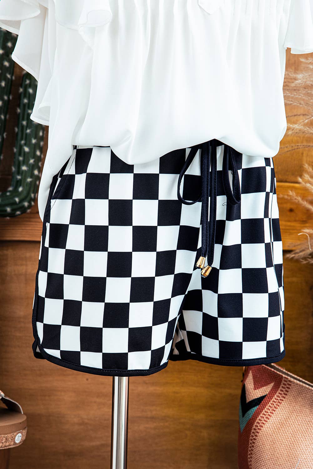 Wander & Win: Checkerboard Boho Shorts