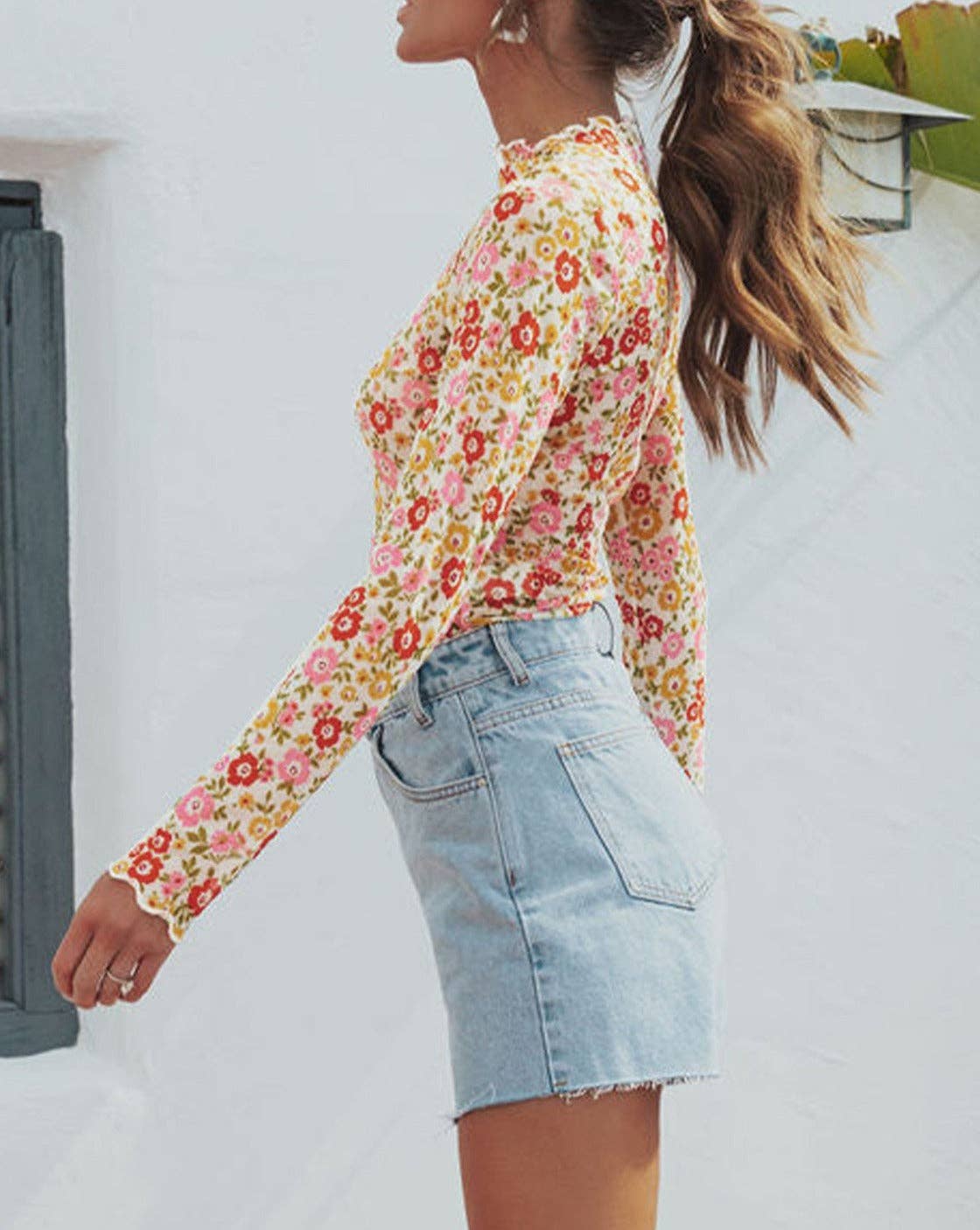 Floral Lettuce Hem Top