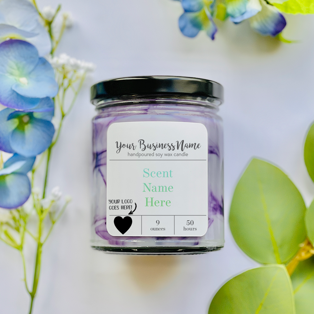 9 oz. Candles - Your Business Name + Small Logo Signature