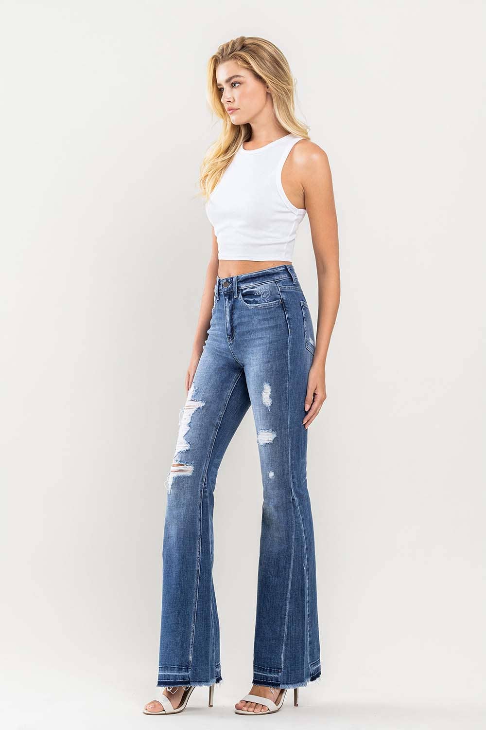 Flying Monkey HIGH RISE DISTRESSED FLARE JEANS