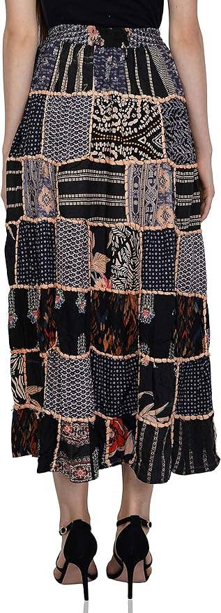 Women's Hippie Patchwork Vintage Bohemian Long Skirt Maxi