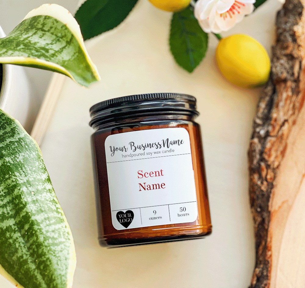 9 oz. Candles - Your Business Name + Small Logo Signature