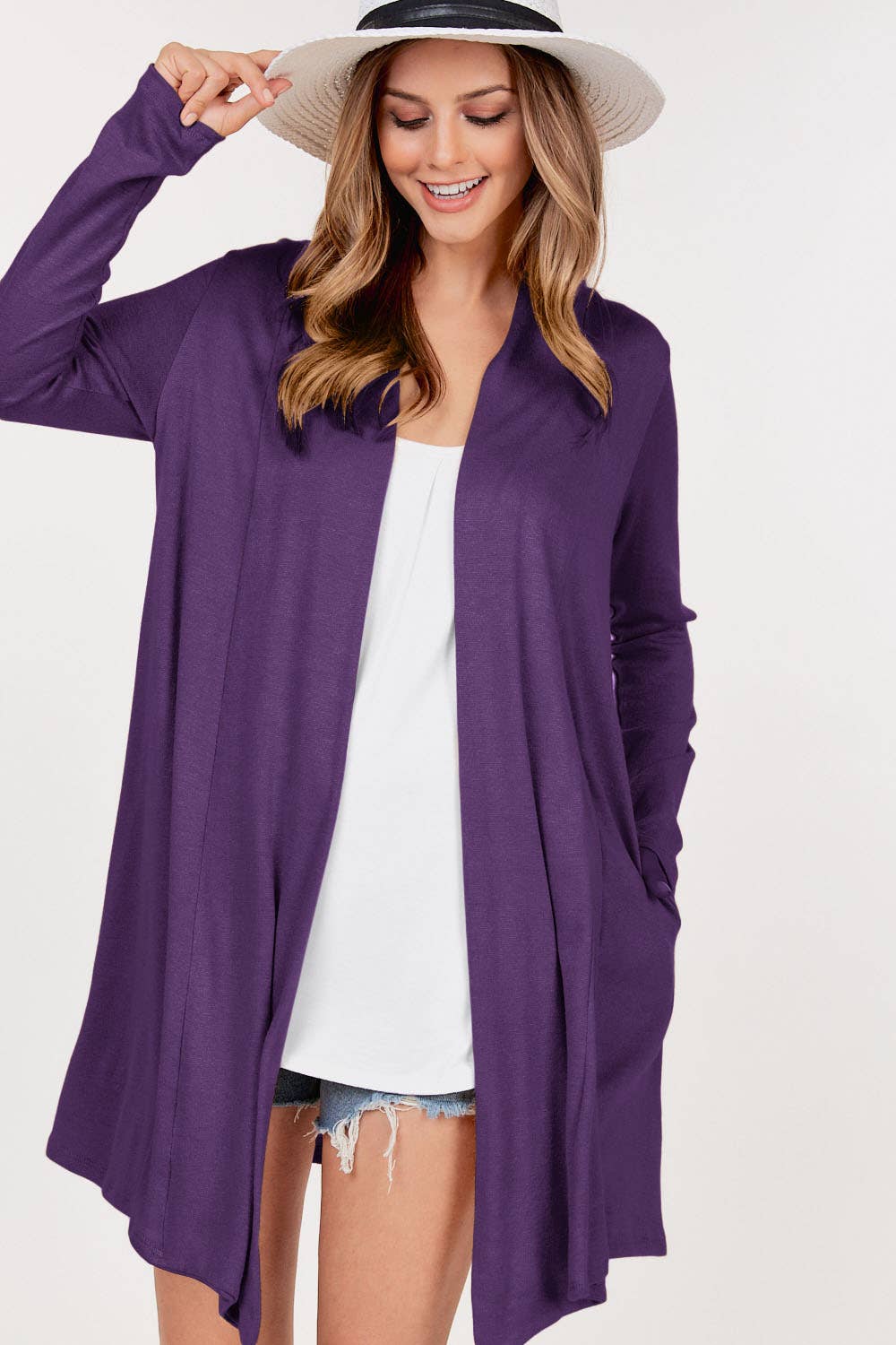 Faux Cashmere Cardigan - Open Front Detailing