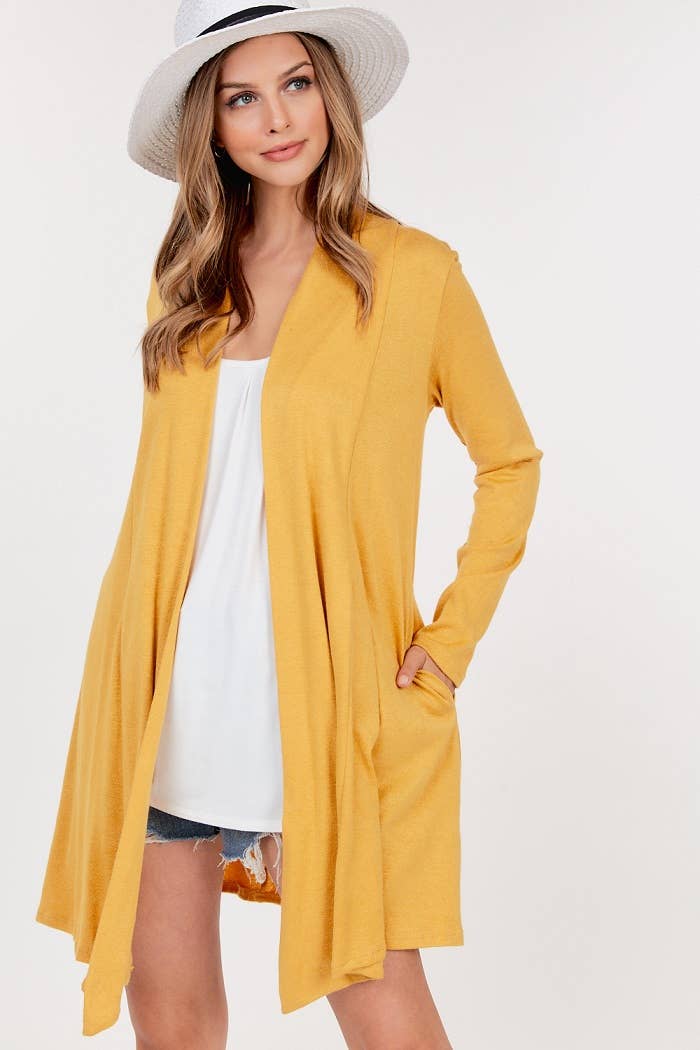 Faux Cashmere Cardigan - Open Front Detailing