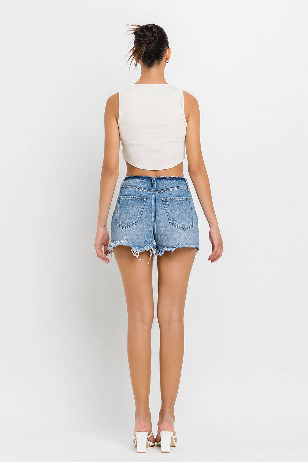 HIGH RISE BANDELSS DISTRESSED KanCan Shorts