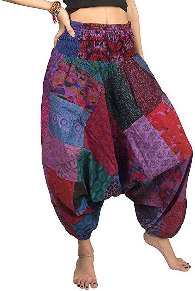 Cotton Harem Pants Boho Hippie Yoga Patch Print Casual Wear