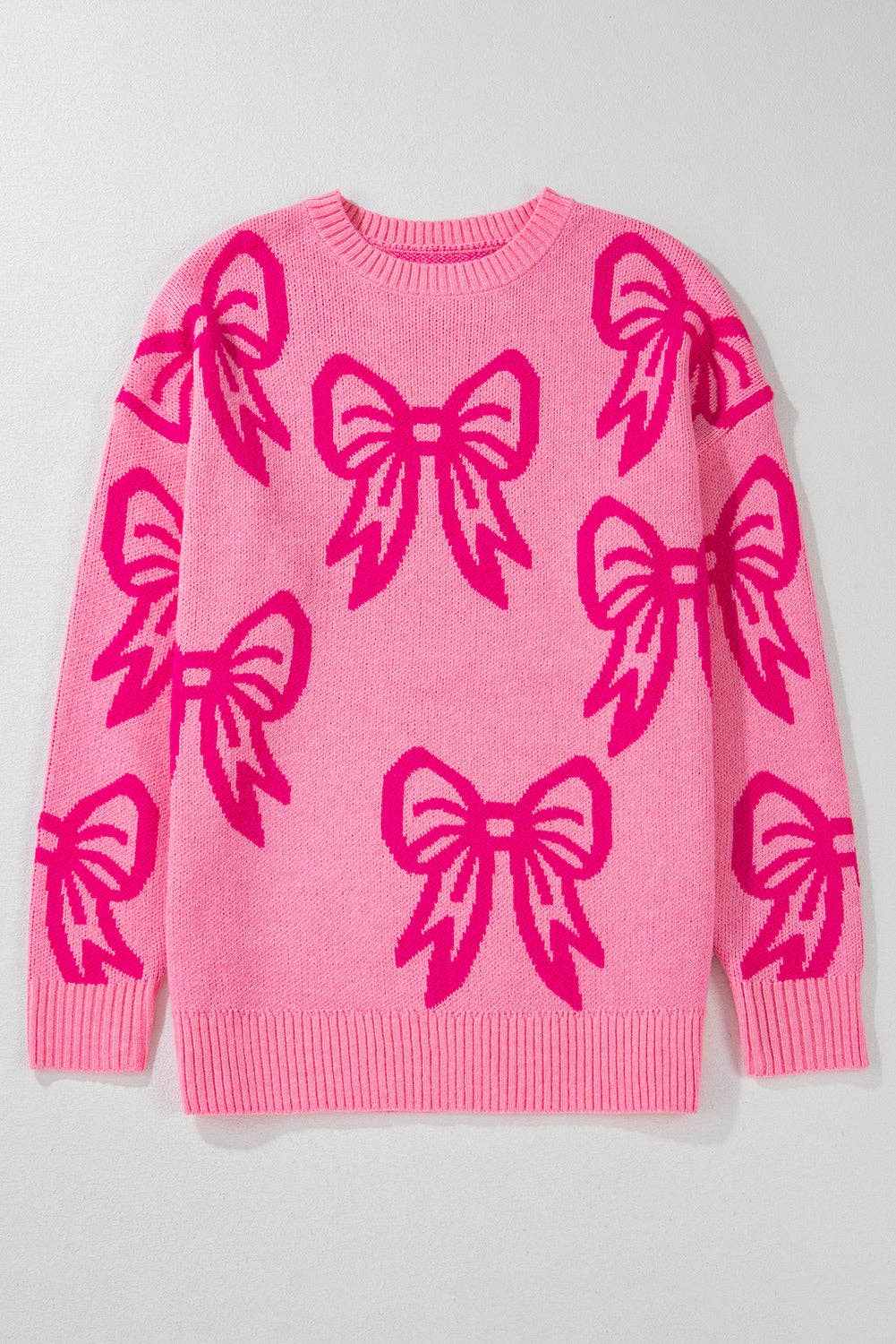 Bow Knit Drop Shoulder Sweater