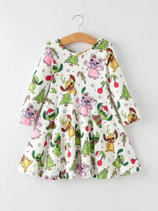 Stitch Christmas Girls Dress
