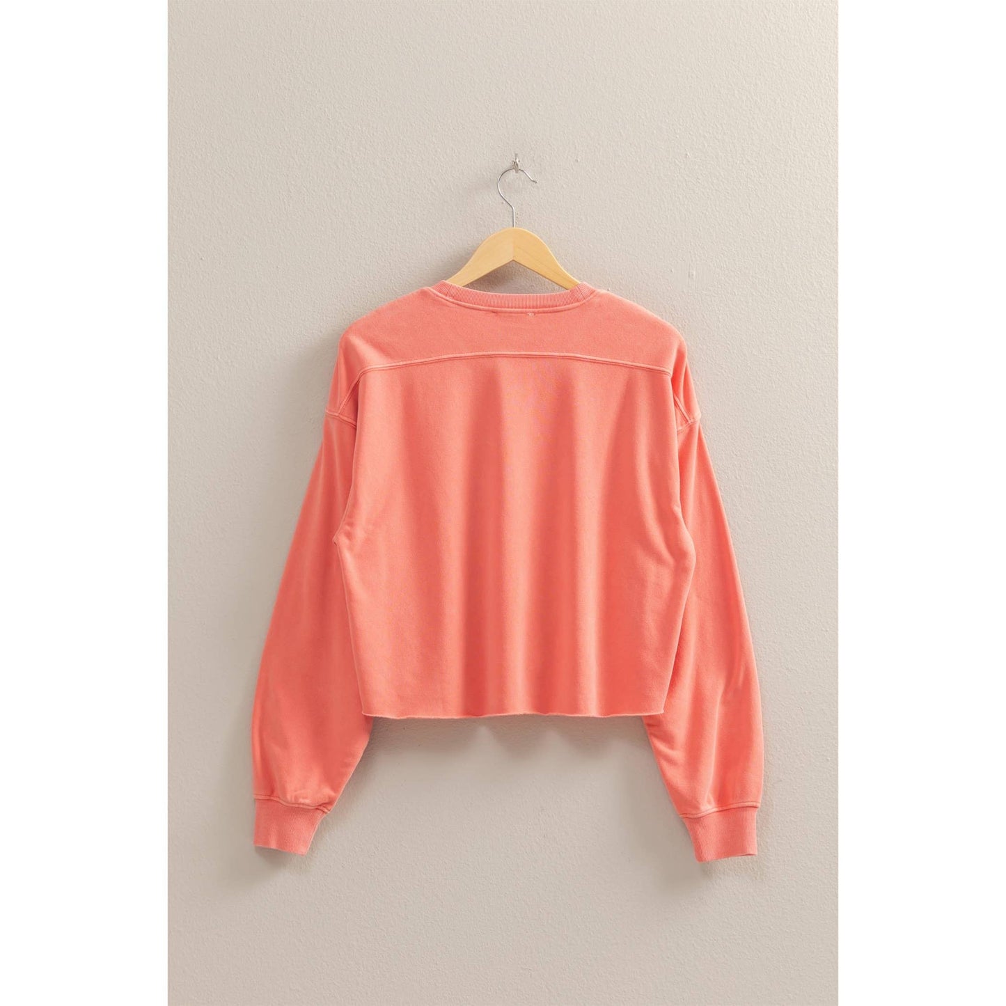 DZ25E112-Oversized Cropped Sweatshirt With Raw Hem