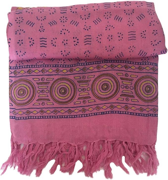 Block Printed Mandala Sarong Beach Cover Up Wrap Blanket