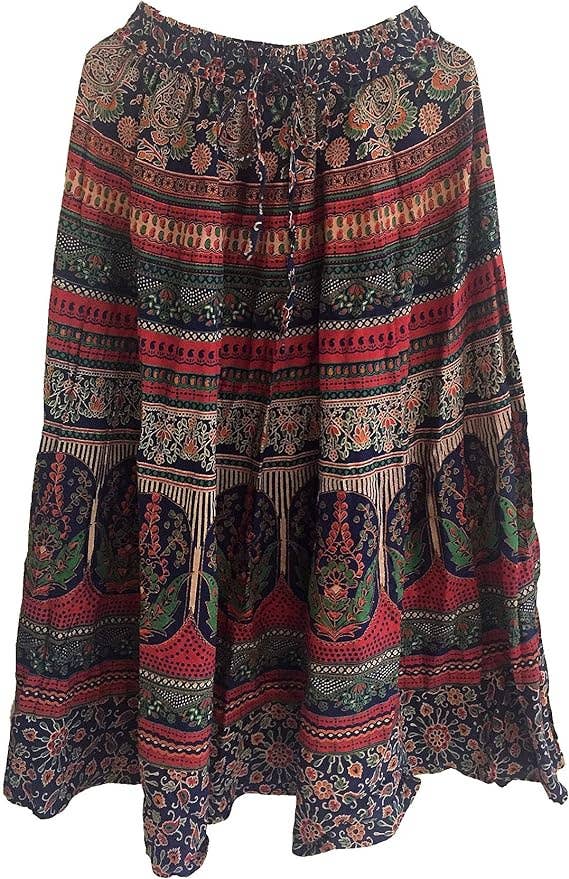 Women's Hippie Bohemian Cotton Mandala Long Maxi Skirt