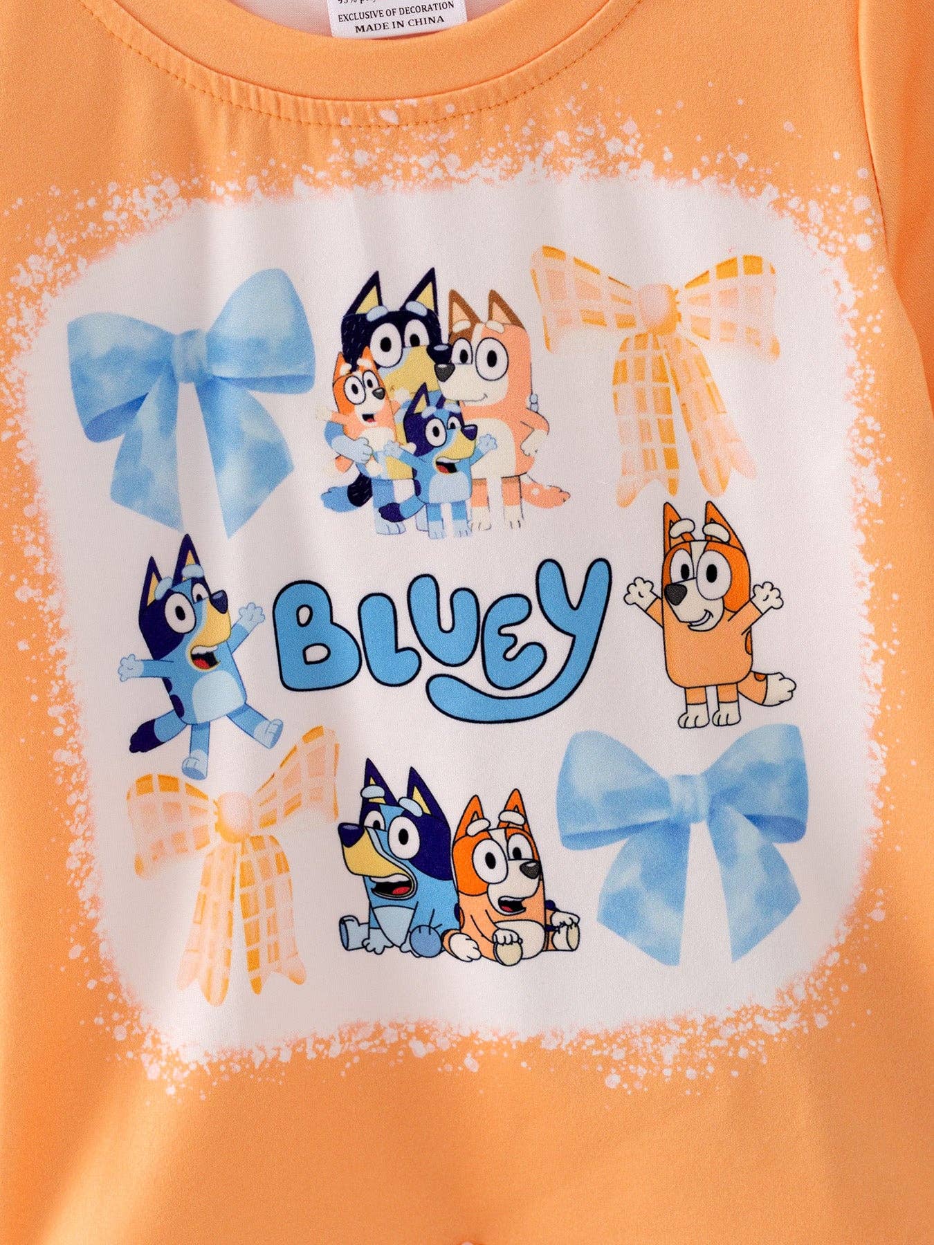 Girls Bluey Print Top+Bell-Bottom Pants Outfits
