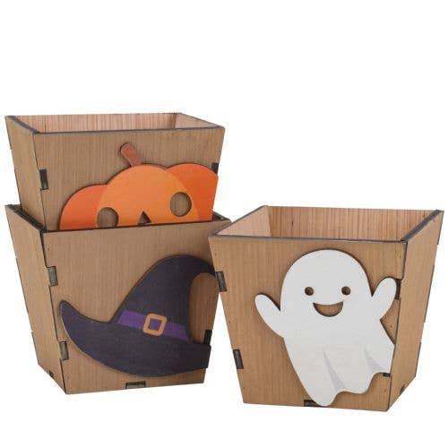 Halloween Design Wooden Pot for Houseplants - 4" Size