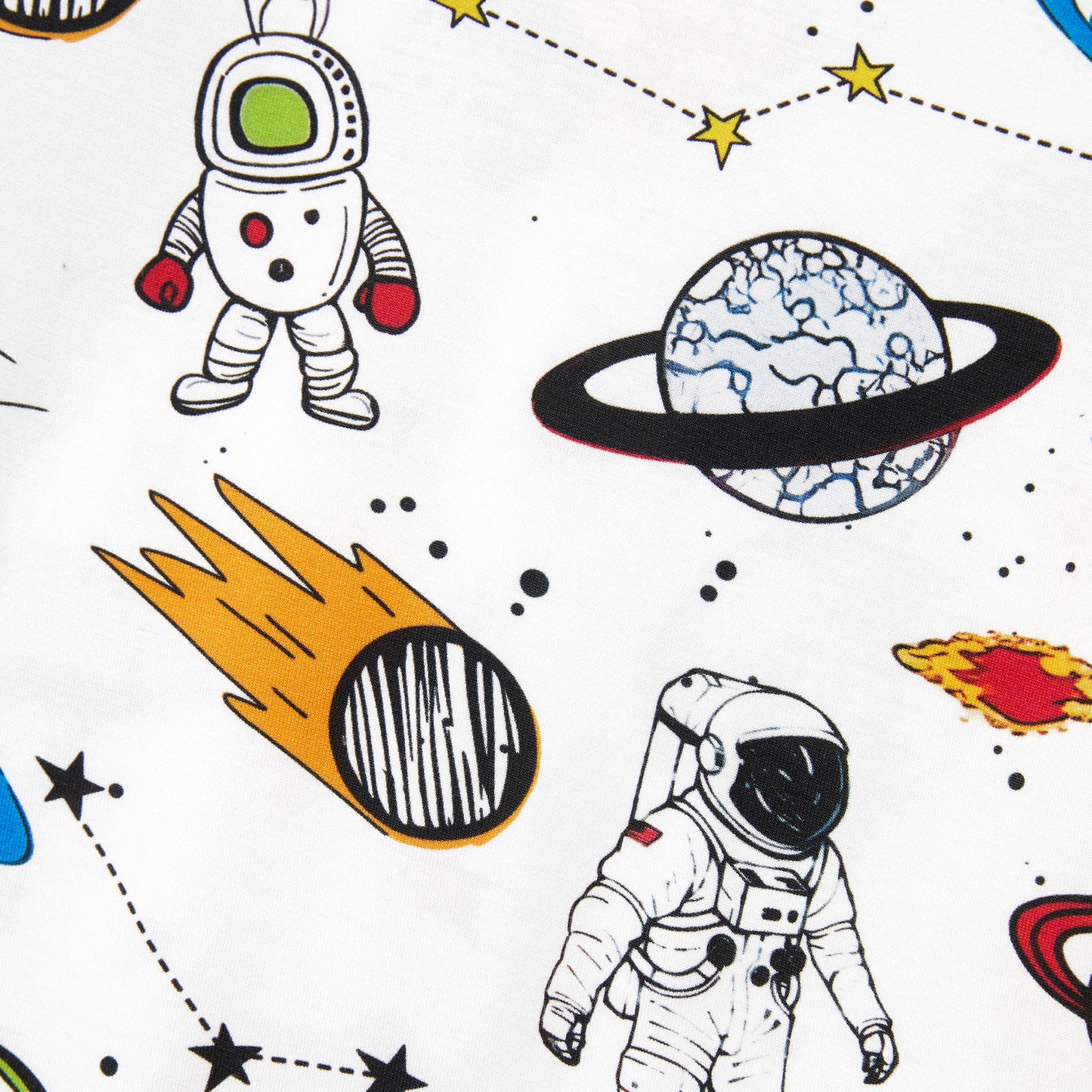 Space Theme Print Short-sleeve Matching Bamboo Pajama Set