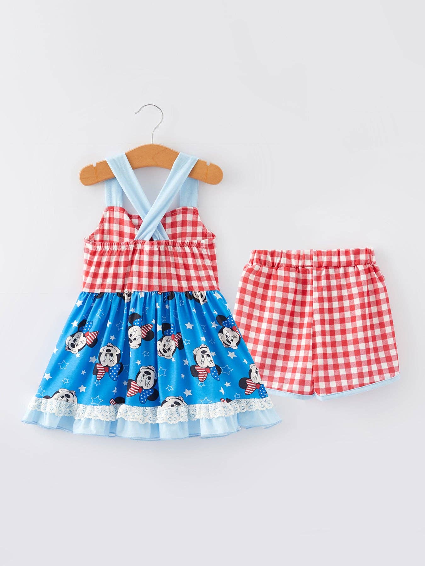 4th of July Print Plaid Girls Outfits Set 🇺🇸