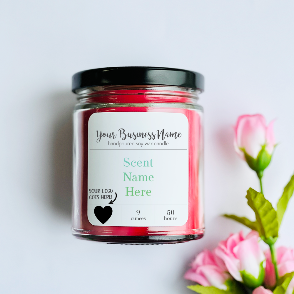 9 oz. Candles - Your Business Name + Small Logo Signature