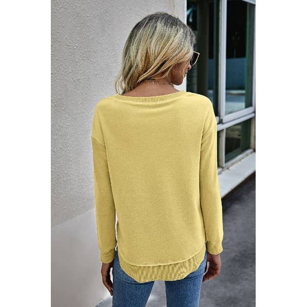 Crew Neck Solid Long Sleeve Sweatshirt