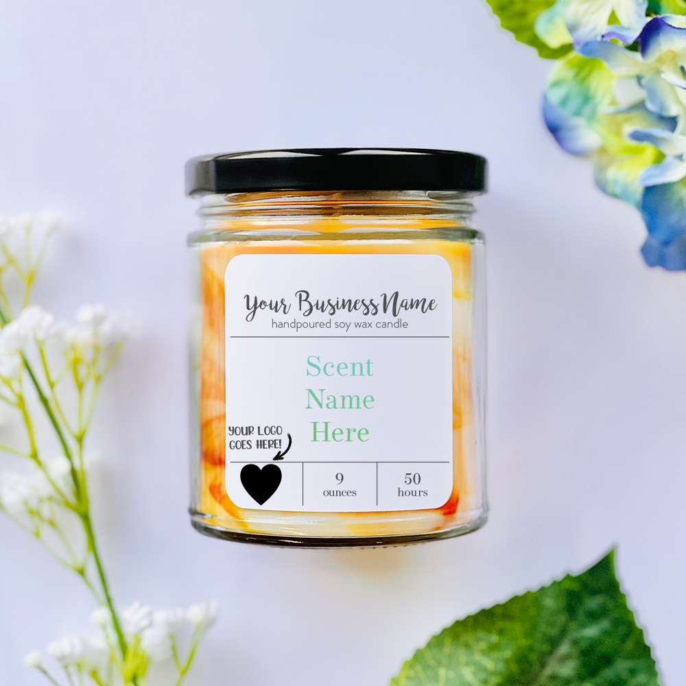 9 oz. Candles - Your Business Name + Small Logo Signature