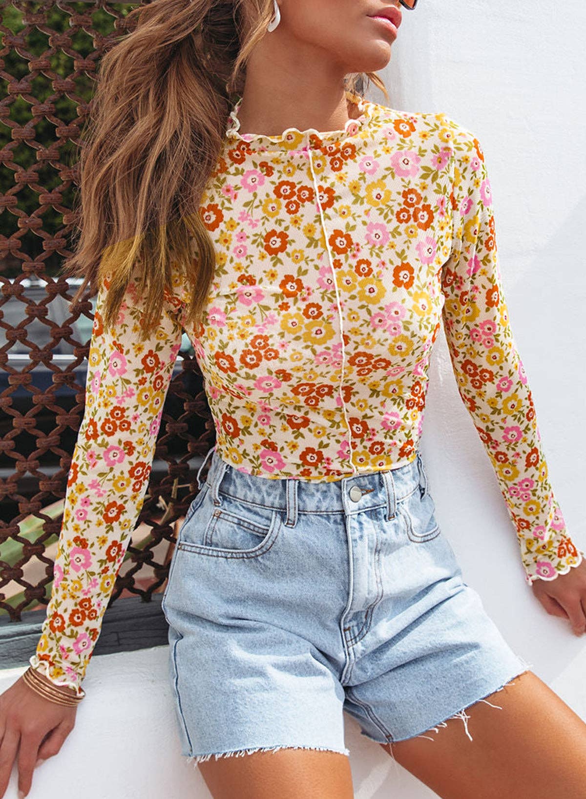 Floral Lettuce Hem Top
