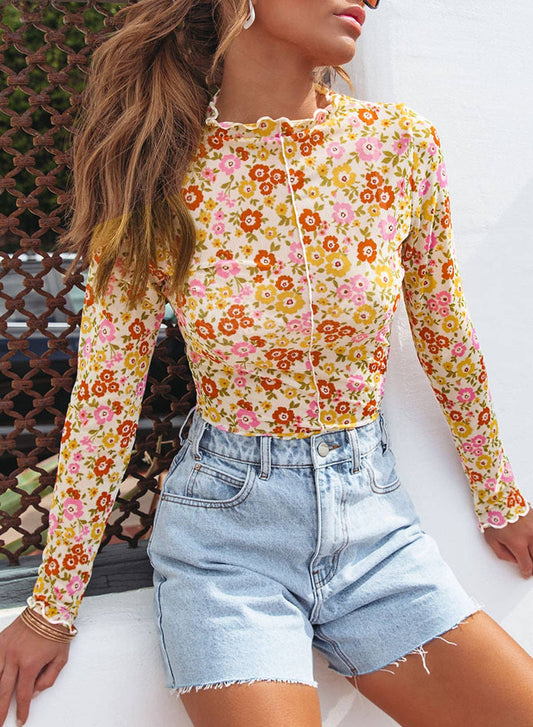 Floral Lettuce Hem Top