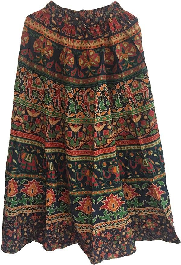 Women's Hippie Bohemian Cotton Mandala Long Maxi Skirt
