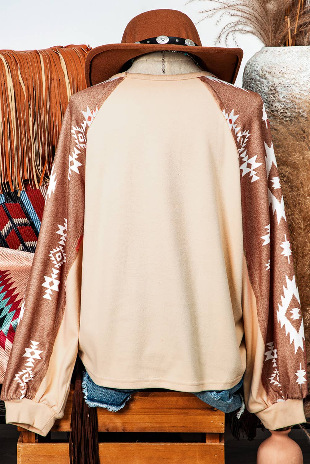Fashion-W Fall Clothing Western Patch Long Sleeve Top