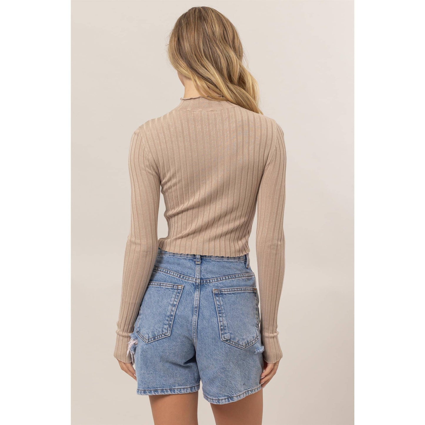 DZ24E451-MOCK NECK RIBBED KNIT CROP TOP